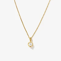 Crescent Set Lab Grown Diamond Solitaire Necklace in 14K Yellow Gold