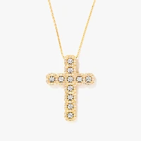 10K Yellow and White Gold Diamond Cross Pendant (0.75ct tw)