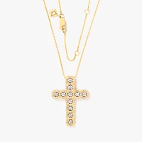 10K Yellow and White Gold Diamond Cross Pendant (0.75ct tw)