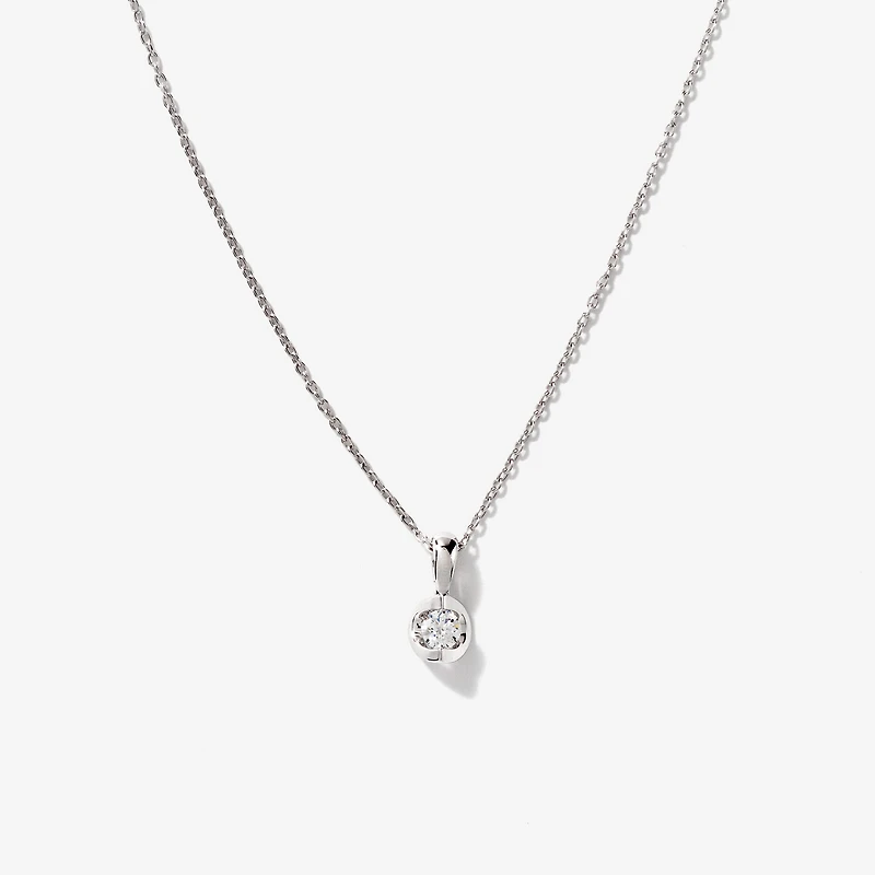 Tension Set Lab Grown Diamond Solitaire Necklace in 14K White Gold (0