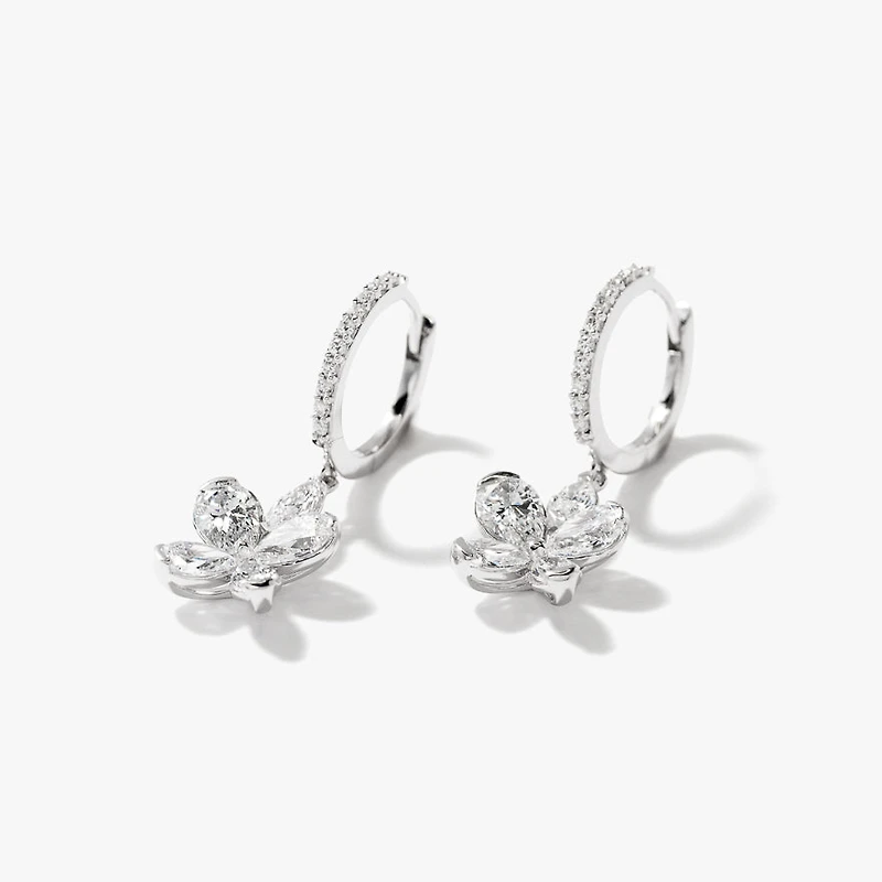 Lab Grown Diamond Flower Earrings in 14K White Gold (1.76 ct tw)