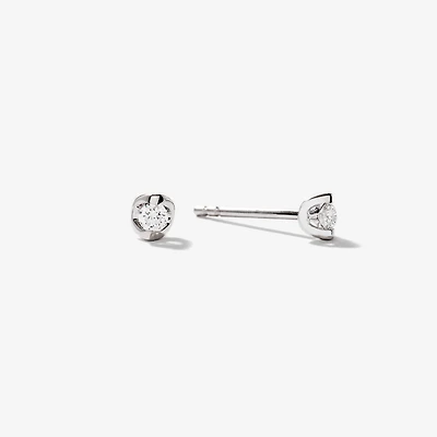 Tension Set Solitaire Lab Grown Diamond Stud Earrings in 14K White Gol