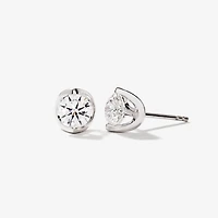 Crescent Set Lab Grown Diamond Stud Earrings in 14K White Gold (1.00 c