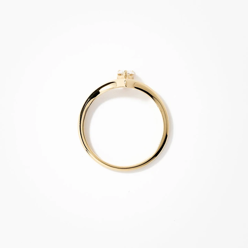Pear Shape Lab Grown Diamond Promise Ring 10K Yellow Gold (0.30 ct
