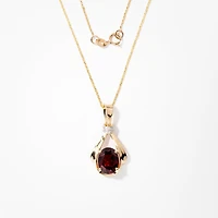 Garnet Necklace in 14K Yellow Gold