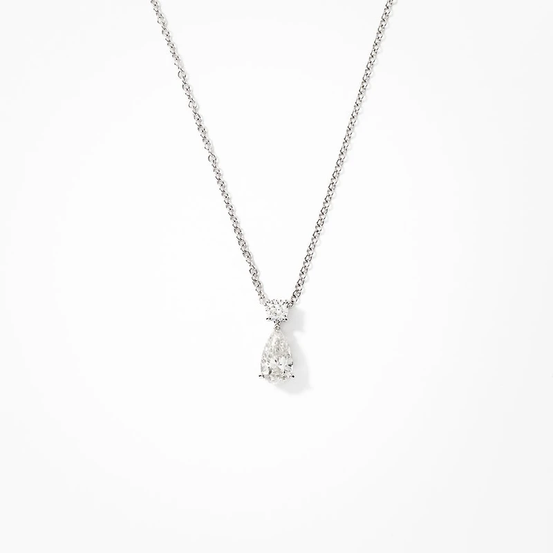 Pear Shape Lab Grown Diamond Necklace in 14K White Gold (0.70 ct tw)