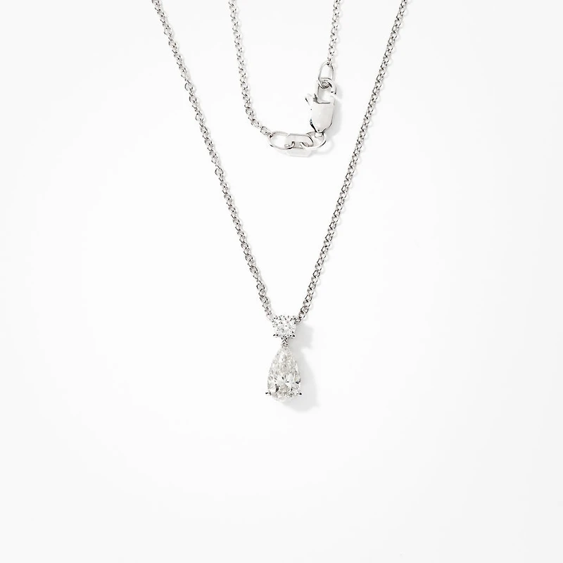 Pear Shape Lab Grown Diamond Necklace in 14K White Gold (0.70 ct tw)
