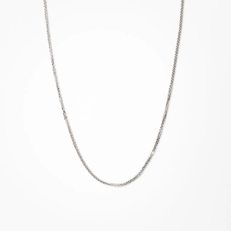 10K White Gold Diamond Cut Square 0.7mm Wheat Chain (18")