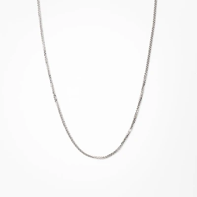 10K White Gold Diamond Cut Square 0.7mm Wheat Chain (18")