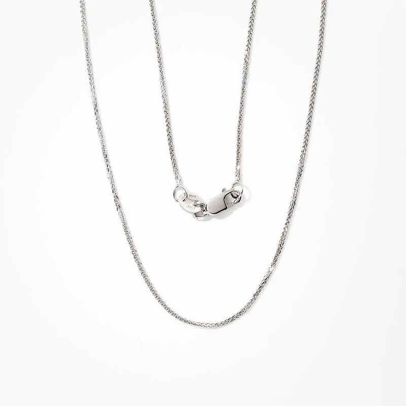10K White Gold Diamond Cut Square 0.7mm Wheat Chain (18")