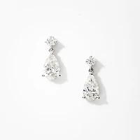 Pear Shape Lab Grown Diamond Earrings in 14K White Gold (1.55 ct tw)