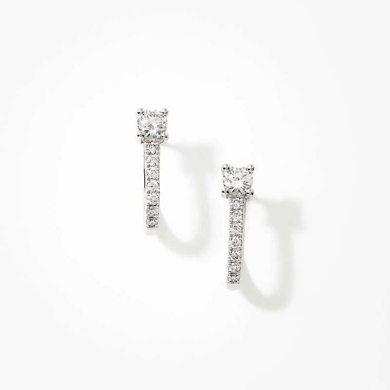 Lab Grown Diamond Hoop Earrings in 14K White Gold (0.75 ct tw)
