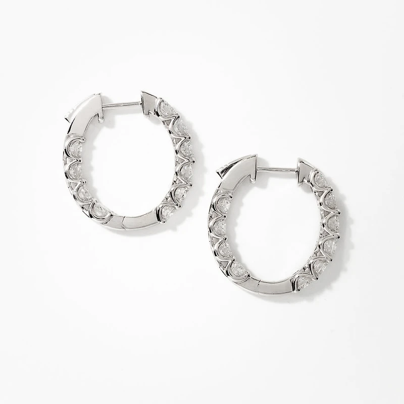 Lab Grown Diamond Hoop Earrings in 14K White Gold (3.00 ct tw)