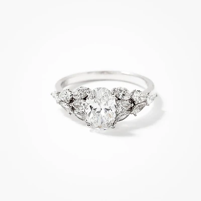 Lab Grown Diamond Cluster Ring 14K White Gold (1.78 ct tw)