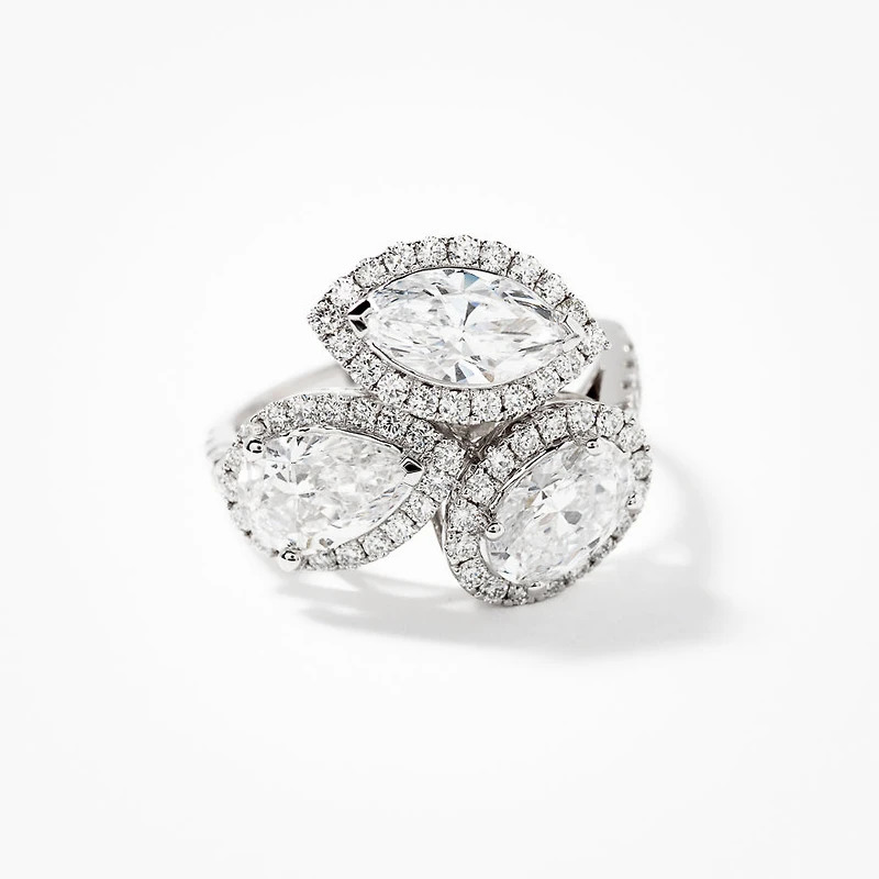Lab Grown Diamond Cluster Ring 14K White Gold (3.51 ct tw)