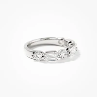Emerald and Round Cut Lab Grown Diamond Ring 14K White Gold (2.00 c