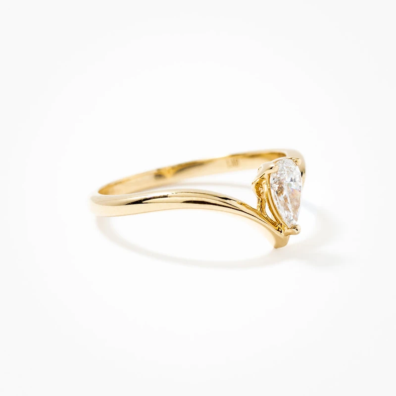 Pear Shape Lab Grown Diamond Promise Ring 10K Yellow Gold (0.30 ct