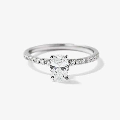 Lab Grown Oval Cut Diamond Engagement Ring 14K White Gold (0.75 ct