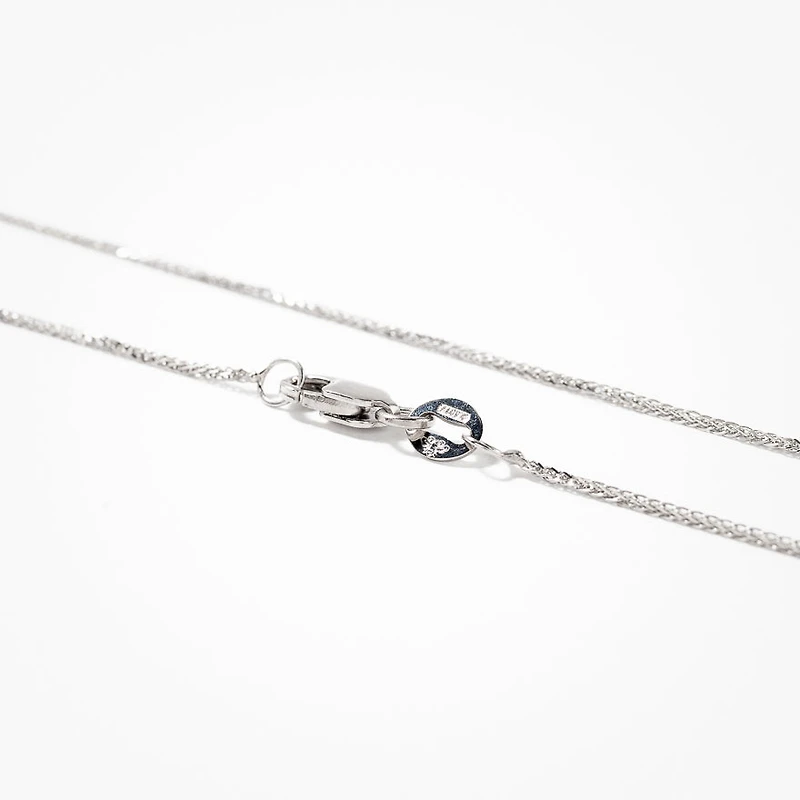 10K White Gold Diamond Cut Square 0.7mm Wheat Chain (20")