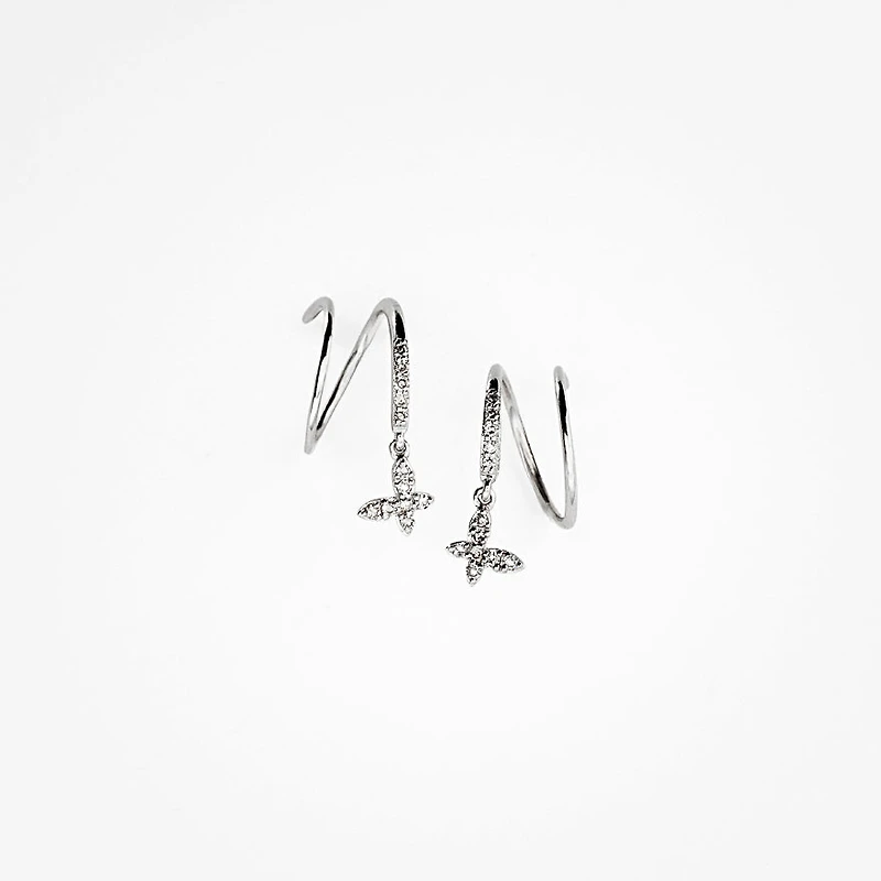 Butterfly Swirl Earrings in 10K White Gold (0.10 ct tw)