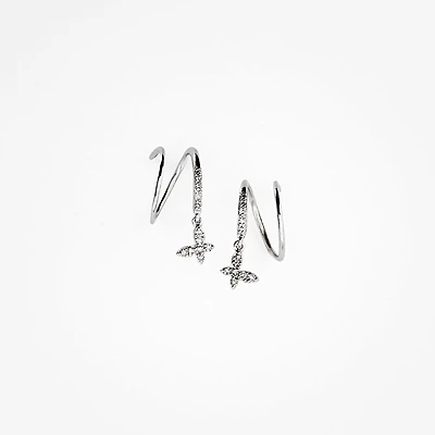 Butterfly Swirl Earrings in 10K White Gold (0.10 ct tw)