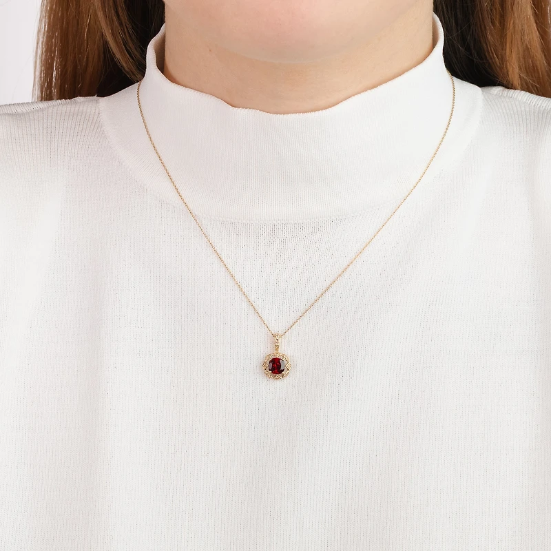 Garnet Necklace in 10K Yellow Gold