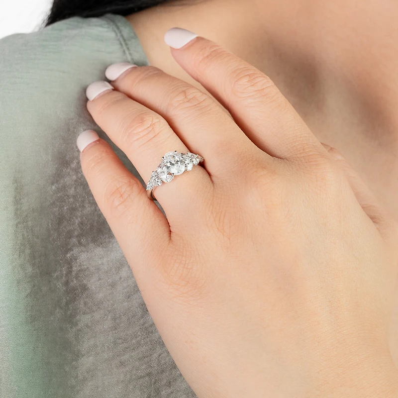 Lab Grown Diamond Cluster Ring 14K White Gold (1.78 ct tw)