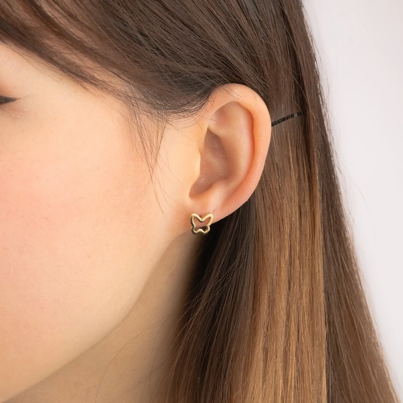 Butterfly Stud Earrings in 10K Yellow Gold