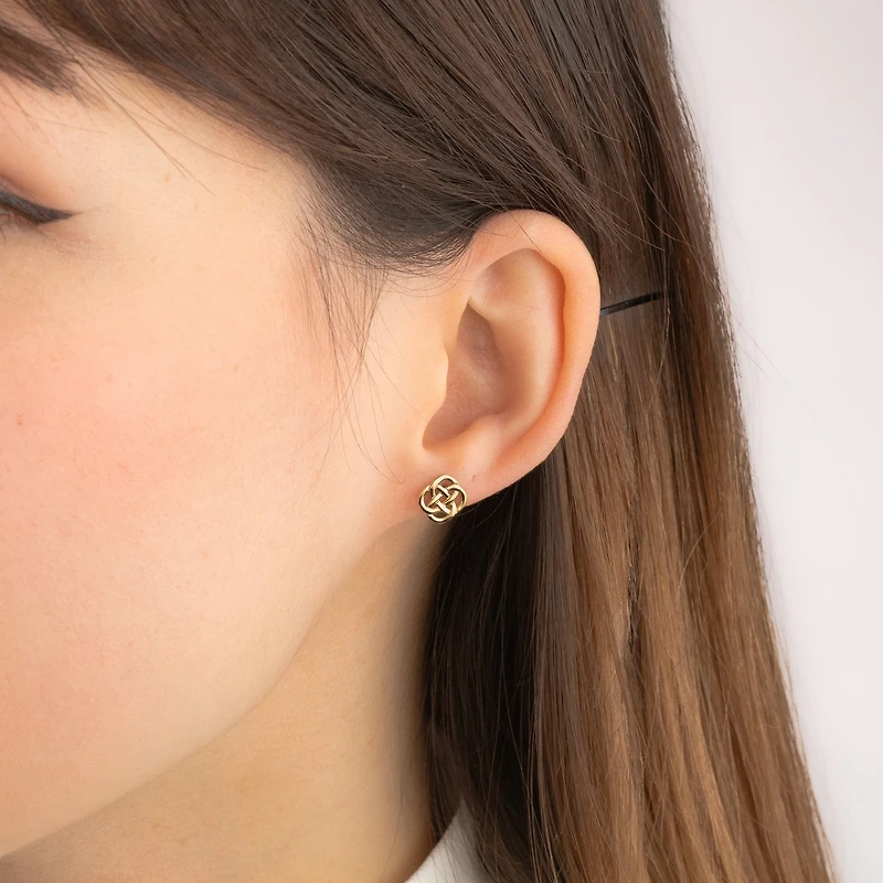 Trinity Knot Earrings in 10K Yellow Gold