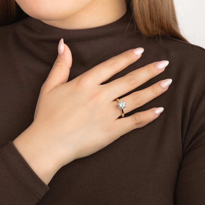 Round Lab-Grown Diamond Engagement Ring with Hidden Halo 14K Yellow
