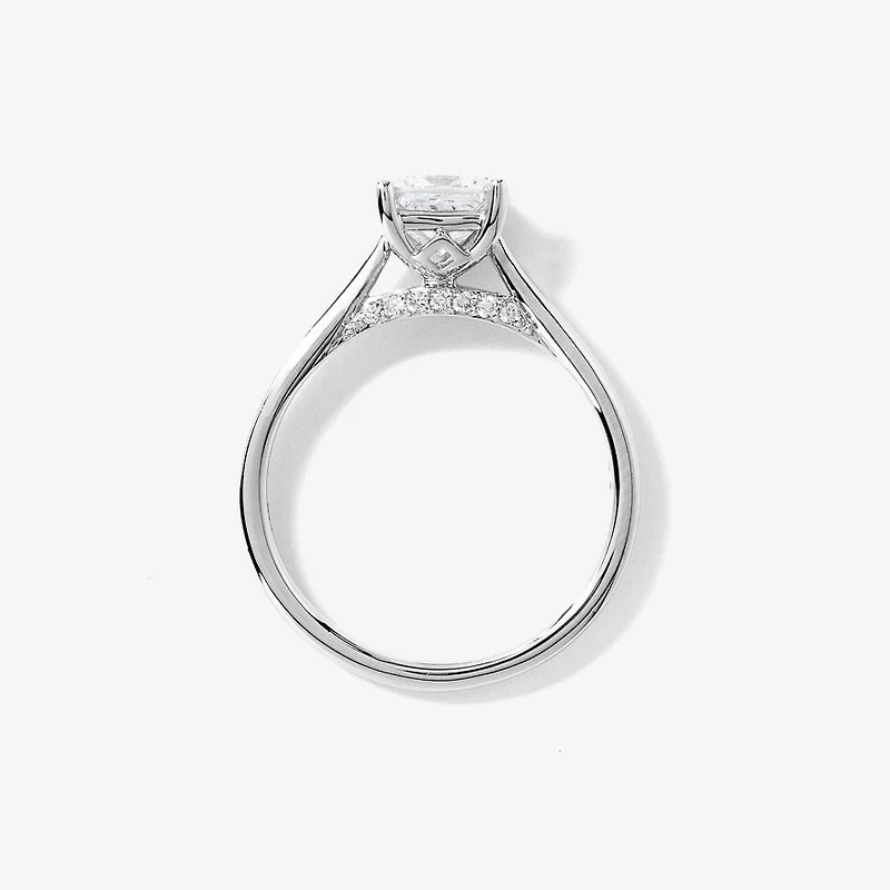 Lab Grown Princess Cut Diamond Engagement Ring 10K White Gold (1.07