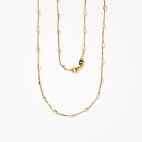 Diamond Cut Beaded Necklace in 10K Italian Yellow and White Gold