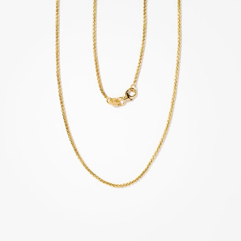 10K Yellow Gold 1.40 mm Diamond Cut Round Box Chain (18")