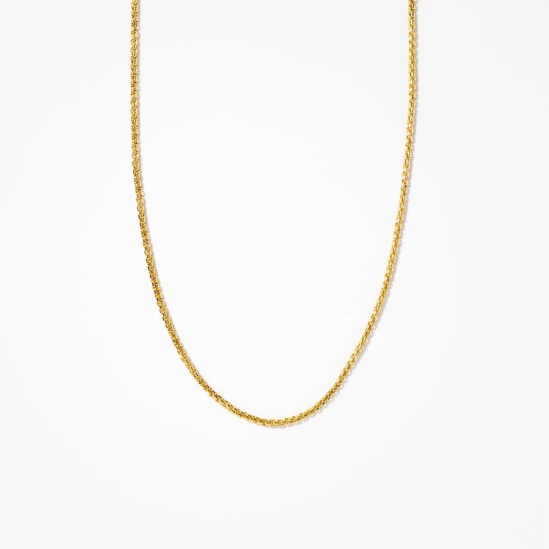 10K Yellow Gold 1.40 mm Diamond Cut Round Box Chain (20")