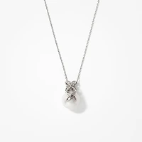 10mm Single Pearl Pendant With Diamond Petal Accents in 10K White Gold
