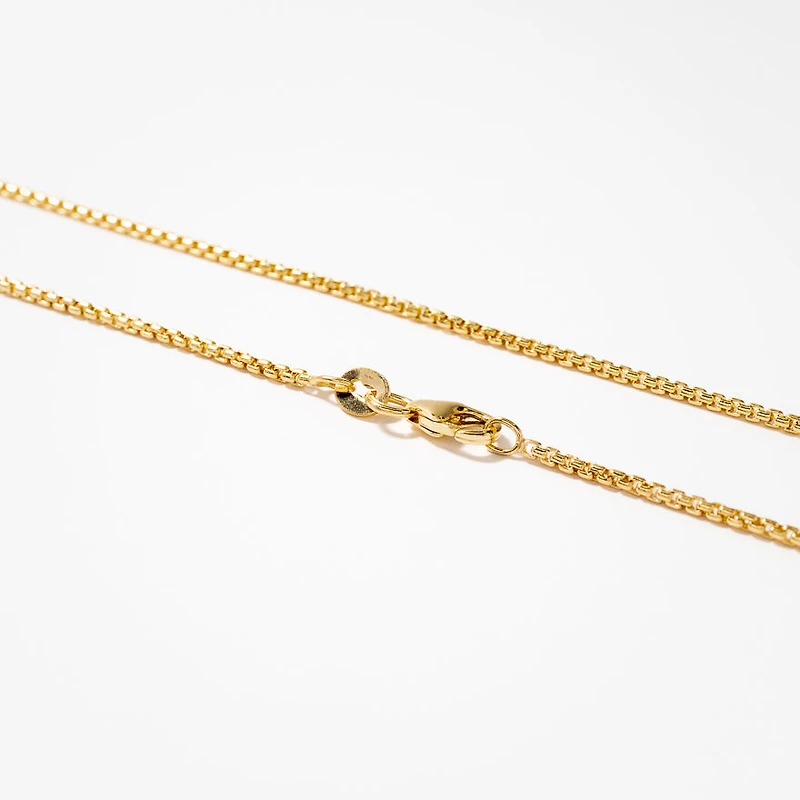 10K Yellow Gold 1.40 mm Diamond Cut Round Box Chain (22")