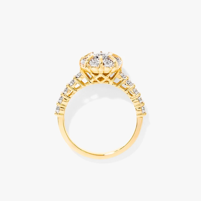 Diamond Cluster Ring 10K Yellow and White Gold (0.35 ct tw)
