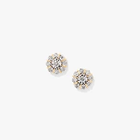 Diamond Cluster Round Stud Earrings in 10K Yellow and White Gold (0.40