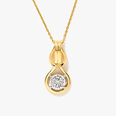 Diamond Knot Necklace in 10K Yellow and White Gold (0.06 ct tw)