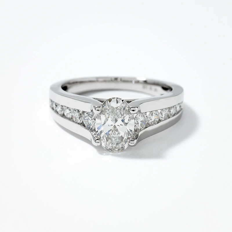 Lab Grown Oval Cut Diamond Engagement Ring in 14K White Gold (1.50 ct