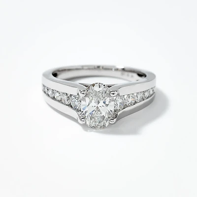 Lab Grown Oval Cut Diamond Engagement Ring in 14K White Gold (1.50 ct