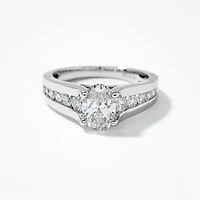 Lab Grown Oval Cut Diamond Engagement Ring in 14K White Gold (1.50 ct