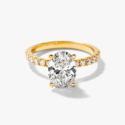 Oval Lab-Grown Diamond Engagement Ring with Hidden Halo 14K Yellow