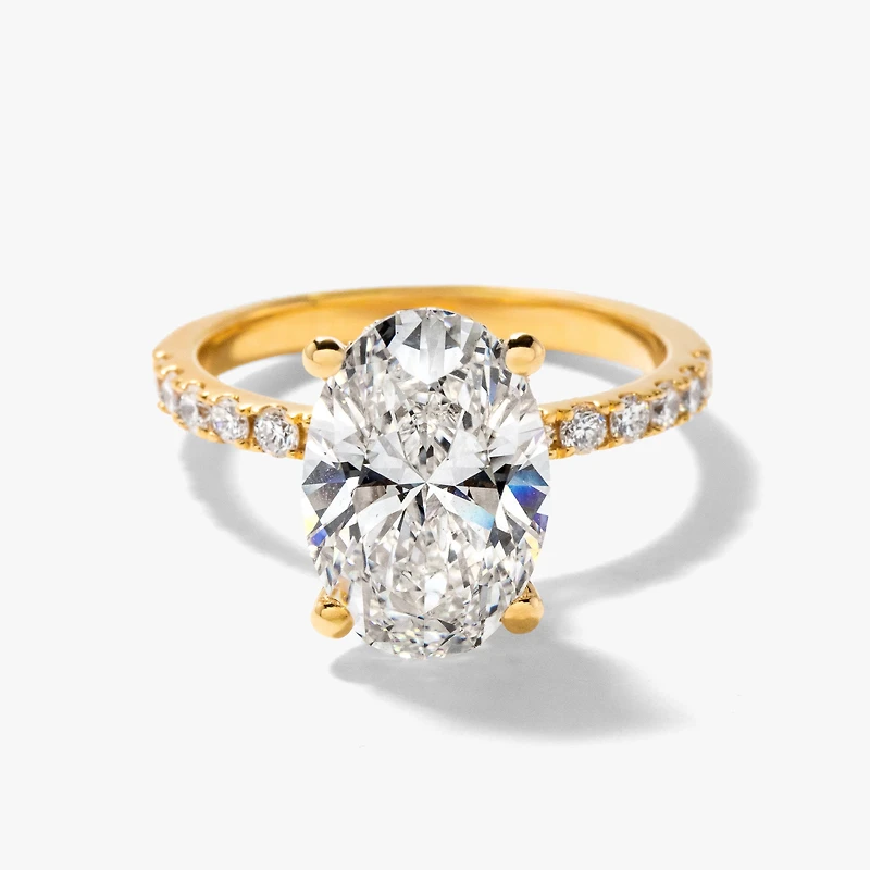 Oval Lab-Grown Diamond Engagement Ring with Hidden Halo 14K Yellow