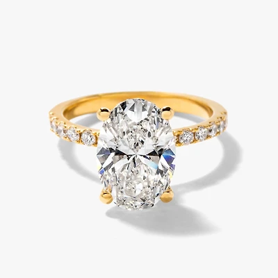 Oval Lab-Grown Diamond Engagement Ring with Hidden Halo 14K Yellow