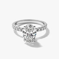 Oval Lab-Grown Diamond Engagement Ring with Hidden Halo 14K White G