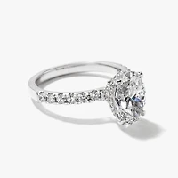 Oval Lab-Grown Diamond Engagement Ring with Hidden Halo 14K White G