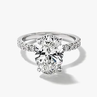 Oval Lab-Grown Diamond Engagement Ring with Hidden Halo 14K White G