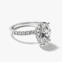 Oval Lab-Grown Diamond Engagement Ring with Hidden Halo 14K White G