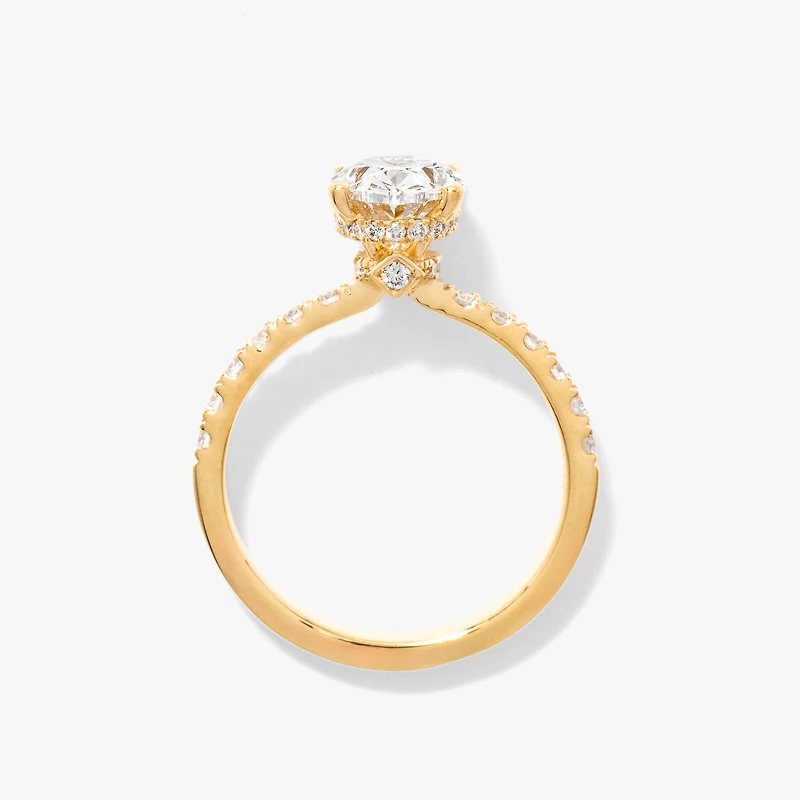 Oval Lab-Grown Diamond Engagement Ring with Hidden Halo 14K Yellow
